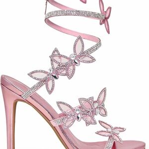 BERLIN-527 Rhinestone Butterfly Spiral Coil Wrap Around Stiletto Heels Wild Diva